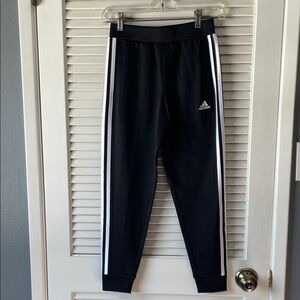 Adidas Kids Black Joggers with White Stripes